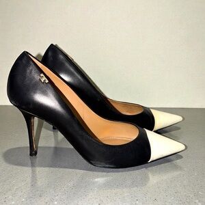 Tory Burch Penelope Cap Toe Leather Made in Italy Pointed Toe Heels Size 7.5